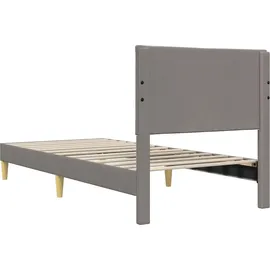 vidaXL Bettrahmen mit Kopfteil Taupe 90 x 190 cm Stoff