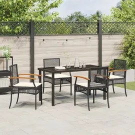 vidaXL Garten Essgruppe 5 pcs Schwarz Poly-Rattan - Schwarz