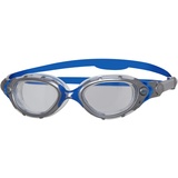 Zoggs Predator Flex Polarised Lens Adult Goggles, Klare Linse/Silber/Blau