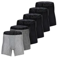 Under Armour Herren Boxershorts, 6er Pack - Performance Tech Boxer Briefs, Stretch, einfarbig Schwarz/Schwarz/Grau M