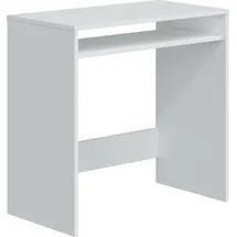 Dmora Schreibtisch Dmachi, Linearer Schreibtisch mit festem Regal, Arbeits- oder Bürotisch für PC, 79x43x78 cm, Weiß - Weiß