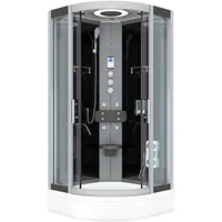 AcquaVapore D58-53T1 Komplettdusche mit Pendeltür 90 x 90 cm Schwarz Sicherheitsglas ESG