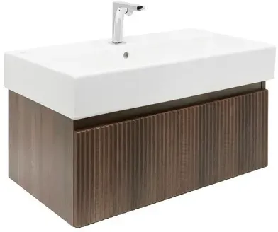 SAT Evolution 1 Badezimmerschrank mit Waschbecken 78x30x44,8 cm Walnuss matt SATEVO80NAU2BA