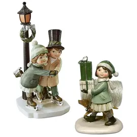Loberon Deko-Figur 2er Set Marquelline, Handbemalt, Detailreiche Charaktere, Nostalgie-Look, Weihnachtsdekoration, Weihnachtsfiguren, Weihnachten, Polyresin, bunt