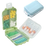 2 Stück Reise Pillen Organizer, Tragbare Fächer Pillenbox, Täglicher Pillen-Organizer, Fächer Medicine Organizer, Herausnehmbare Fächer Pillenbox, Für Reise und Tägliches Gebrauch Usw (2 Farben)