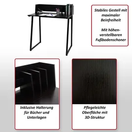 MCW Schreibtisch HWC-K69, Laptoptisch Bürotisch, 82x51cm 3D-Struktur, Metall MDF ~ schwarz