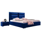 Xlmoebel Schlafzimmer-Set Bett Textil 2x Nachttische 3 tlg. Schlafzimmer Set Möbel Modern Luxus, (3-tlg., Bett + 2x Nachttische), Hergestellt in Europa blau