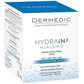 DERMENA Hydrain3 Hialuro feuchtigkeitsspendende Creme mit LSF 15 50 ml
