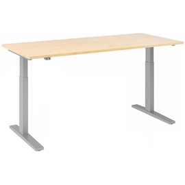 Hammerbacher elektrisch höhenverstellbarer Schreibtisch ahorn rechteckig, C-Fuß-Gestell silber 180,0 x 80,0 cm