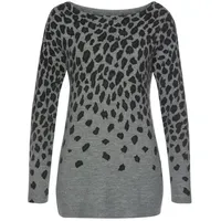 LASCANA Strickpullover Damen grau-meliert-leo