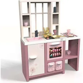 Smoby Spielküche Fleur – Kinderküche im modernen Loft-Stil mit Kochfeld, Ofen, Kühlschrank & 27 Zubehörteilen, für Kinder ab 3 Jahren