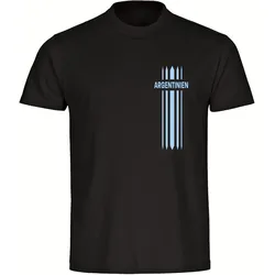 multifanshop Herren T-Shirt - Argentinien - Streifen - Druck hellblau - Männer