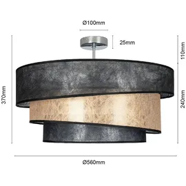 LINDBY Deckenlampe Ayvira schwarz/gold, Textil, 56 cm, E27 - Esszimmer, Von