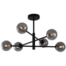 QAZQA Moderne Deckenleuchte Schwarz mit Rauchglas 6-flammig - Ryan