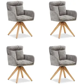 Homestyle4u 4er Set Polsterstühle drehbar in Grau