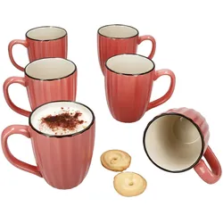 Mäser OSITA Rose 6x Kaffeebecher 300ml rosa Steingut-Tassen 6 Pers Tee Kakao