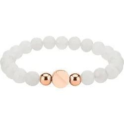 Armband LIEBESKIND BERLIN "Schmuck Geschenk Armkette Zugarmband, Edelsteine", rosa (roségoldfarben, weiß, weiß), Armbänder, Damen, Edelstahl-Polyurethan, Edelstahl, Polyurethan, mit Edelsteinen