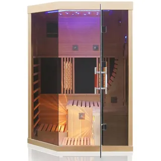 Dewello Infrarotkabine OTTAWA 140x120cm 1-2 Personen mit 6 Vollspektrumstrahlern und 4 Karbonstrahlern aus Hemlock