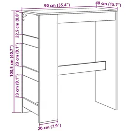 vidaXL Bartisch mit Regal Schwarz Eichen-Optik 90x40x103,5 cm