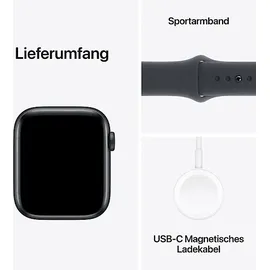Apple Watch SE 2024 GPS 44 mm Aluminiumgehäuse Mitternacht, Sportarmband Mitternacht M/L