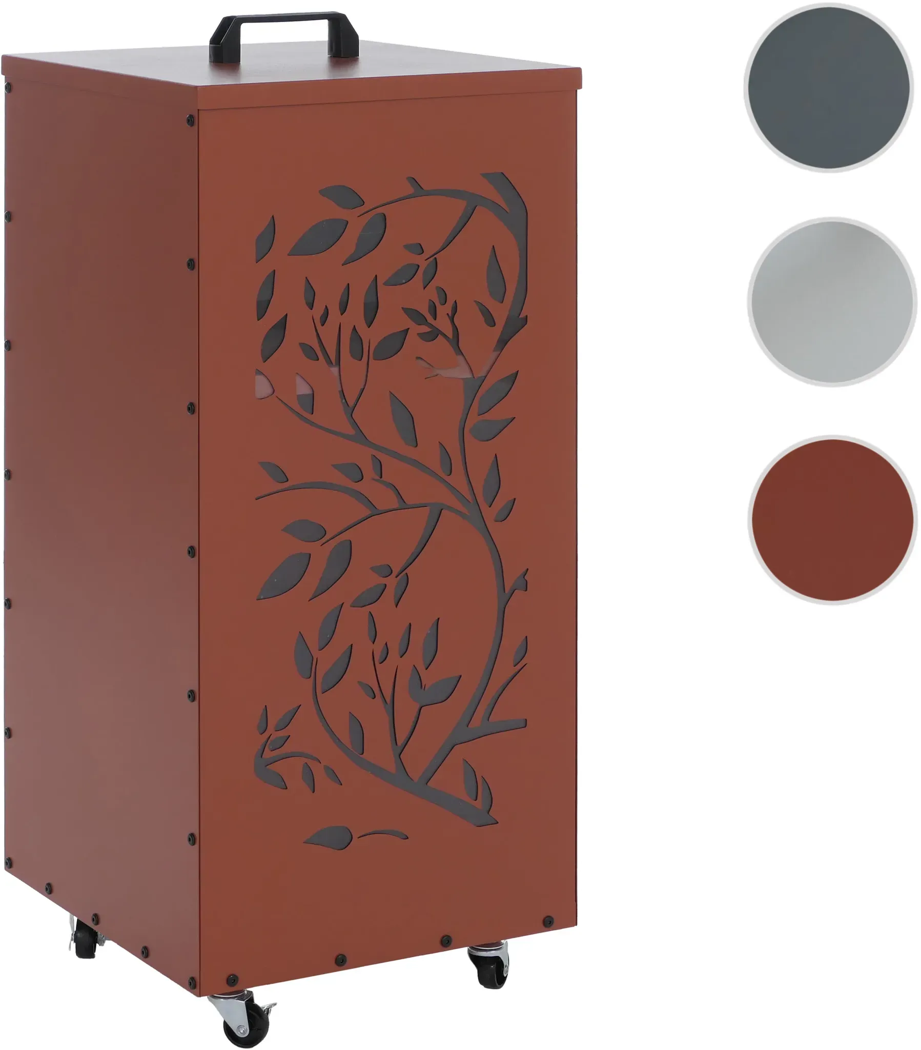 Pelletbehälter HWC-Q30 Ranken, Pelletbox Aufbewahrungsbox für z.B. Tierfutter, Rollen Füße 86x37x37cm ~ kupferfarben