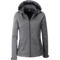 Softshelljacke DEPROC ACTIVE "CLAUD PEAK WOMEN", Damen, Gr. 36 (S), grau (anthrazit), 100% Polyester, casual, tailliert, Langarm gerader Abschluss mit verstellbarem Klettverschluss,mit Windstopper, Jacken Outdoorbekleidung Softshelljacke Sportbekleidung Sportjacke Übergangsjacke, mit abnehmbarer Kapuze