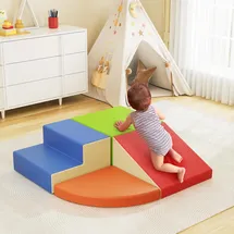 banasuper 4er Schaumstoff-Kletterblöcke für Kinder, Schaumstoff Bausteine XXL, EN71-zertifiziert & rutschfest, Kinder Montessori Spielzeug, Waschbare Hülle für Indoor-Spaß, Baby Soft