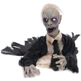Europalms Halloween Zombie, animiert 43cm | Zombiefigur zum Aufstellen mit Licht- und Soundeffekt