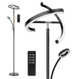 ANTENLICHT Stehlampe LED Dimmbar|Schwarz Stehleuchte 20W mit flexibler 7W Leselampe| Modern deckenfluter mit fernbedienung mit 4 Farbtemperatur für Wohnzimmer, Schlafzimmer, Büro, Hotel