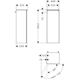 Hansgrohe Xelu Q Halbhochschrank 40 x 107 x 37 cm Weiß