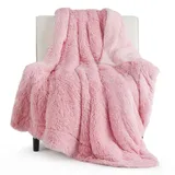 BEDSURE Kuscheldecke Flauschig Decke, Rosa Sofadecke Warm Sherpa Decke, Felldecke Dicke Decken Couchdecke Flauschige Kunstfelldecke Wohndecke für Couch 130x150 cm