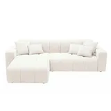 GRAINGOLD Ecksofa Velours 3-Sitzer Weiß
