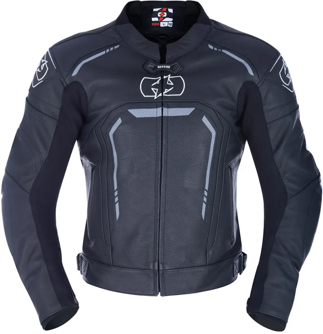 Oxford Strada Motorrad Lederjacke, schwarz, Größe L für Männer
