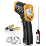 Infrarot-thermometer, klein IR-Temperaturmessgerät -50°C-600°C (-58°F-1112°F), Berührungslos Digital Laser Thermometer mit Fleischthermometer, Nicht medizinisch, für Kochen/Barbecue/Gefrierschrank