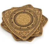 Rotary13B1 Getränkeuntersetzer, Rotor-Form, 4 Stück, Schwarz, Kork, Rund mit Loch