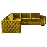 Xlmoebel Ecksofa Gelbes Samt-Ecksofa Chesterfield Couch Polstermöbel Wohnzimmer, 1 Teile, Hergestellt in Europa gelb