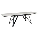 KADIMA DESIGN Esstisch Esszimmertisch 180 - 260 cm Ausziehbar Keramik Glas Weiß, (Esstisch Extravagant mit Metallbeinen), Keramiktisch Marmor-Optik Groß, Designer Küchentisch Rechteckig weiß