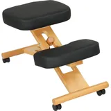 HOMCOM Ergonomischer Kniestuhl mit verstellbarer Höhe, ergonomischer Haltungssessel für Büro und Zuhause, ergonomischer Kniestuhl aus Holz mit Rollen, Schwarz   Aosom