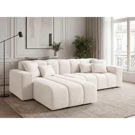 GRAINGOLD Ecksofa Velours 3-Sitzer Weiß