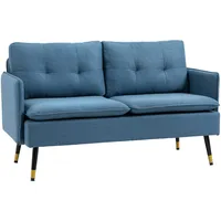 Homcom 2 Sitzer Sofa, Couch mit Dickem Kissen, Leinenoptik,