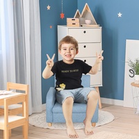 HOMCOM Kindersessel Kindercouch für 3-5 Jahre mit Sitzkissen Leinen Blau