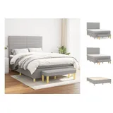 vidaXL Boxspringbett mit Matratze Hellgrau 140x190 cm Stoff