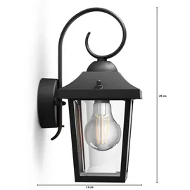 Philips Laterne Aluminium, Glas, Metall H 29 cm inkl. E27 schwarz