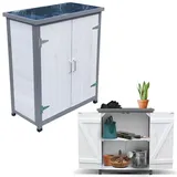 MuCoLa Geräteschrank Gerätehaus Weiß Gartenschuppen Gartenschrank Aufbewahrungsschrank