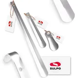 SULPO 3er Pack 12cm, 26cm & 66cm Stabil Schuhlöffel aus Edelstahl - Schuhlöffel Lang, Mittel & Kurz - Schuhlöffel Metall mit Aufhängeloch - Schuhanzieher - Shoe Horn