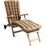 HAVE A SEAT Luxury - Deckchair Auflage 190x50 cm, 8 cm dick, Bequeme Liegestuhl Polsterauflage, waschbar bei 95°C, Trockner geeignet, UV-Beständig, Made in Germany (190 x 50 cm, Goldbraun)