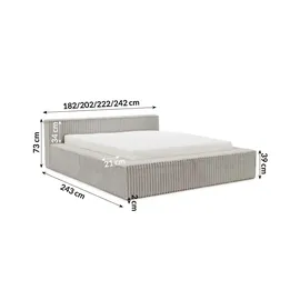s-style möbel Noord 180 x 200 cm Grau