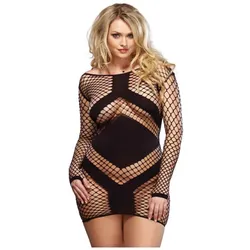 Unterwäsche große größen schwarzes langärmeliges minikleid