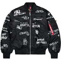 Alpha Industries Bomberjacke ALPHA INDUSTRIES "MA-1 Peace", Herren, Gr. XL, schwarz, Obermaterial: 100% Nylon; Futter: 100% Nylon; Füllung: 100% Polyester, Jacken Bomberjacke