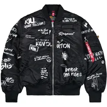 Alpha Industries Bomberjacke ALPHA INDUSTRIES "MA-1 Peace", Herren, Gr. XL, schwarz, Obermaterial: 100% Nylon; Futter: 100% Nylon; Füllung: 100% Polyester, Jacken Bomberjacke